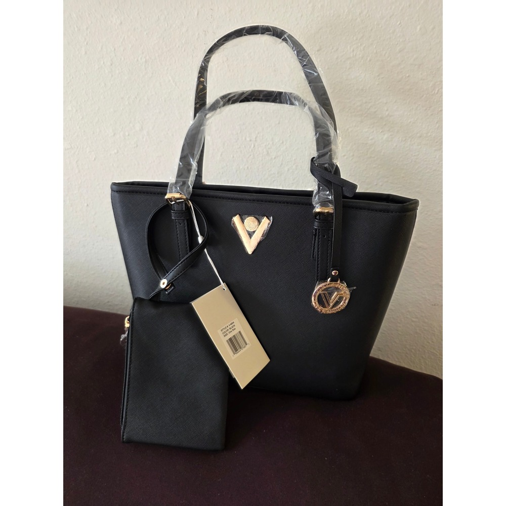 Valentino by Mario Valentino Black Saffiano Leather Tote Bag V-4004 NWT